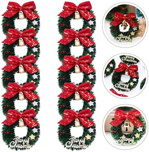 ABOOFAN 10 adet Bells Ağacı DIY Kar Mum Dollhouse Yay Süsleme Tatil Kolye Noel Mini Oyuncak Dekor Ön Mutlu Altın Dekorasyon