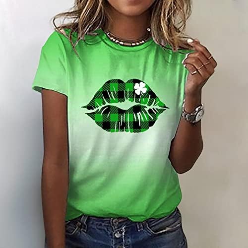 CGGMVCG Aziz Patrick Günü Gömlek Kadın kadın Sevimli Gömlek Gömlek Üst Kısa Kollu Rahat Baskı T Shirt Yeşil Gömlek