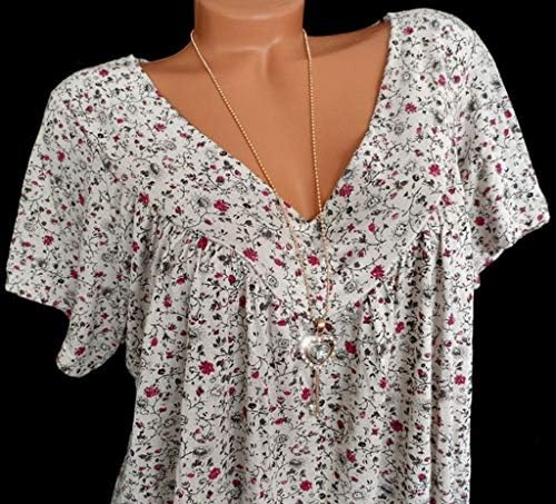 Anne Gömlek Kadın Yaz Moda Çiçek Gömlek kısa kollu Sevgiliye yakalı tişört Artı Boyutu Gevşek Casual Tees Tops