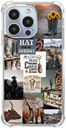 Western Cowgirls Cowboys Kolaj Kılıfı iPhone 11 Pro Max ile uyumlu, Ülke Estetik Desen İnce Darbeye Dayanıklı TPU