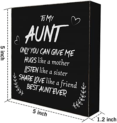 En iyi Teyze Hiç Siyah Ahşap kutu işareti, doğum günü hediyesi Teyze için Ahşap Blok Plak kutu işaretleri, Anneler