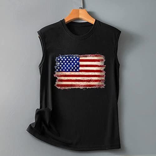 4th Temmuz Gömlek Kadınlar için Amerikan Bayrağı Yaz Kolsuz O-Boyun Tankı Üstleri Yıldız Çizgili T - Shirt Casual