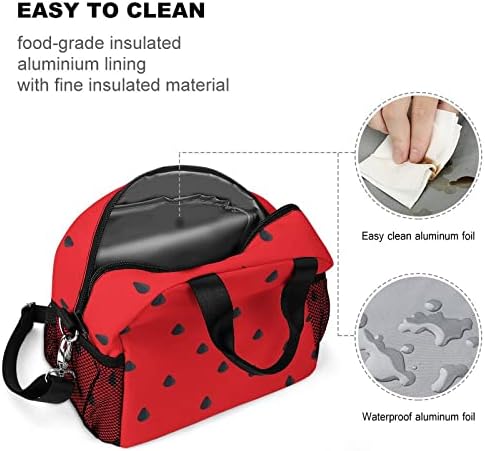 Kırmızı Karpuz Yalıtımlı Öğle Yemeği soğutucu çanta Tote Kullanımlık Sızdırmaz Kutu Omuz Askısı ile Ofis İşleri için