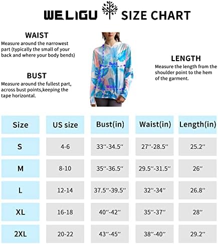 WELIGU UV Gömlek Kadınlar için Uzun Kollu Güneş Koruma Kapşonlu Gömlek Hafif Yürüyüş Balıkçılık Açık Spor