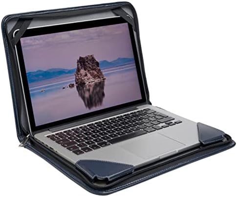 Broonel Mavi Deri Dizüstü Messenger Kılıf ile Uyumlu HP Spectre x360 14-ef2015na 13.5 Cabrio OLED Dizüstü Bilgisayar