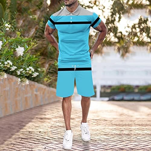 Erkek Moda Kısa Kollu tişört ve şort takımı Yaz 2 Parça Kıyafet Erkek Mayo örtbas