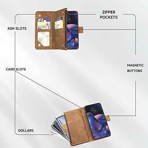 Motorola Moto Edge 2022 ile uyumlu / Moto Kenar 5G UW 2022 Cüzdan Kılıf ve Premium Vintage Deri Flip Kredi kartı Tutucu