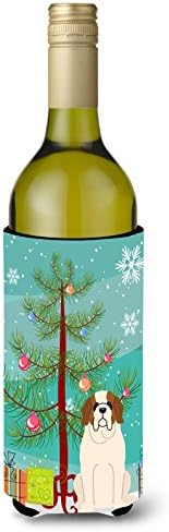 Caroline's Treasures BB4160LİTERK Merry Christmas Ağacı Saint Bernard Şarap Şişesi Hugger, Şişe Soğutucu Kol Hugger