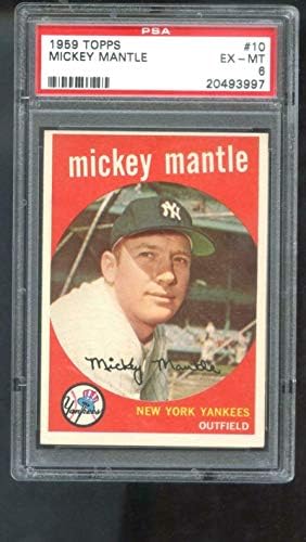1959 Topps 10 Mickey Mantle New York Yankees PSA 6 Kademeli Beyzbol Kartı MLB-Slabbed Beyzbol Kartları