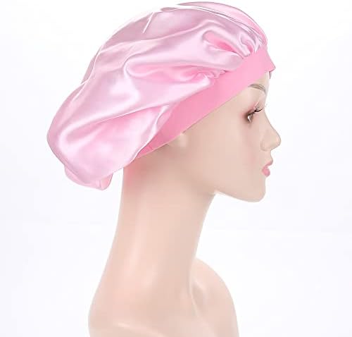 Yeni Yumuşak Saten ipeksi kapaklar geniş bant Salon Bonnet Gece Uyku şapka saç Dökülmesi Kapağı Kadınlar için