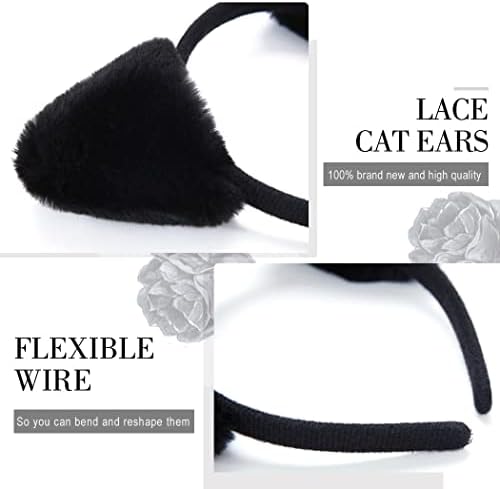 Catery Sevimli Kedi Kulaklar Bantlar Siyah Peluş Tavşan Kulak Bandı Headpieces Kadın Parti saç aksesuarları Gece Kulüpleri
