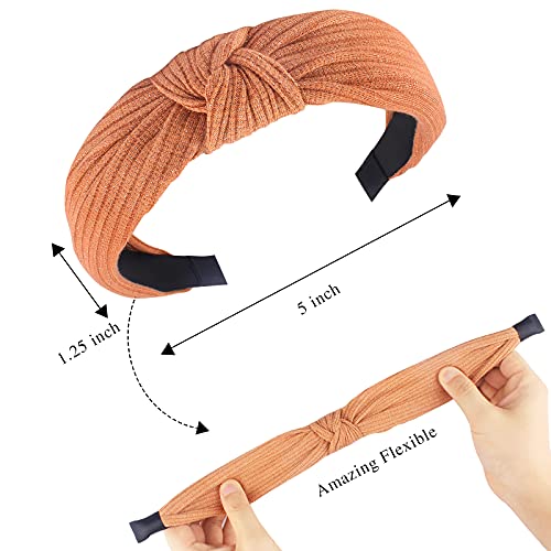 GAFATORY 6 Paket Bantlar Kadınlar Kızlar için Düğümlü Kafa Bandı Geniş Üst Düğüm Türban saç bantları Moda Türban Örme