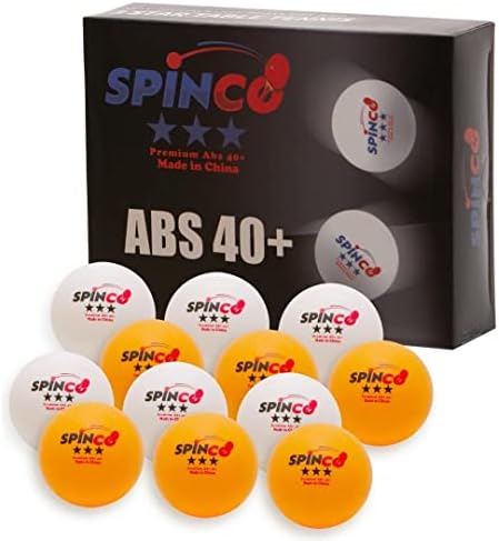 12 Paket Spinco Ping Pong Topları | 3 Yıldızlı Masa Tenisi Topları | 40+ ABS Eğitim veya Rekabet Topları | Altı Beyaz
