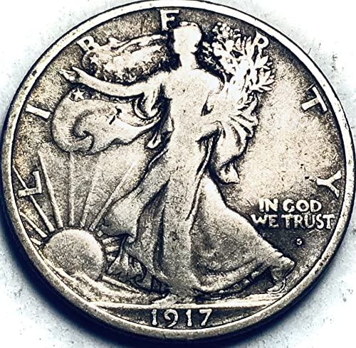 1917 D Walking Liberty Gümüş Ön Yüz Yarım Dolar Satıcı Para Cezası