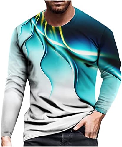Erkek Rahat Yuvarlak Boyun Üst Moda 3D Baskı Gömlek Bluz Açık Atletik Moda Kazak Kazak