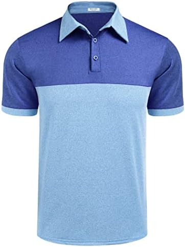 Golf polo gömlekler Erkekler için Nem Esneklik Kısa Kollu Hızlı Kuru Performans 2 Ton Rahat Tenis Yakalı Gömlek