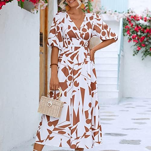 FQZWONG Midi Elbiseler Kadınlar için Yaz Zarif Plaj Tatil bir Çizgi Güneş Elbiseler Moda Bayanlar Kulübü Dışarı Çıkmak