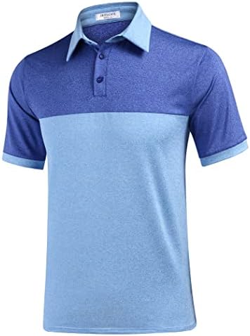 Golf polo gömlekler Erkekler için Nem Esneklik Kısa Kollu Hızlı Kuru Performans 2 Ton Rahat Tenis Yakalı Gömlek