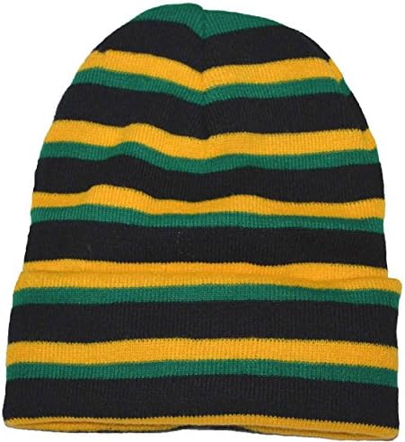 Nayt Rasta Çizgili Uzun Üç Renkli Jamaikalı Bere Şapka Reggae Siyah Sarı Yeşil