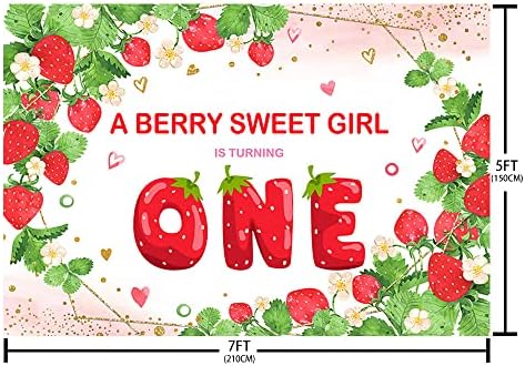 AIBIIN 7x5ft Çilek 1st Doğum Günü Backdrop Kız Allık Pembe Tatlı Berry Doğum Günü Partisi Fotoğraf Arka Plan Bir Berry