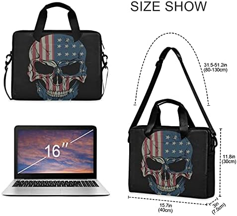 Kafatası Ve Amerikan Bayrağı laptop çantası Durumda 13 14 15.6 inç Dizüstü askılı çanta Crossbody Evrak Çantası Erkekler