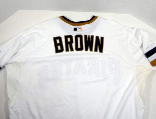 2013 Pittsburgh Pirates Brooks Brown Oyun Yayınlanan Beyaz Forma 1970'ler R TB 088 - Oyun Kullanılmış MLB Formaları
