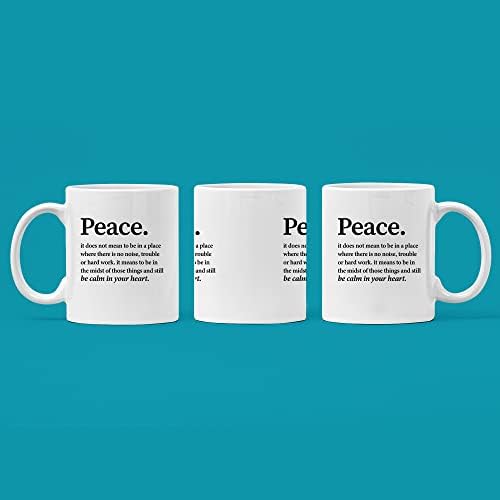 Panvola Barış Tanımı Kalbinizde Sakin Olun İlham Verici Hediye Motivasyon Seramik Kahve Kupa (11 oz)
