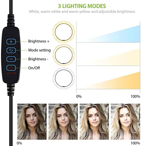 Parlak Selfie Halkası Üç Renkli ışık Zen Mobile M18'inizle Uyumlu Canlı Akış/Makyaj/YouTube/TikTok/Video/Çekim için