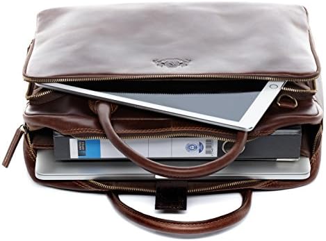 SID & VAIN laptop çantası 15 RYAN XL iş evrak çantası I Premium Deri iş omuzdan askili çanta I askılı çanta satchel