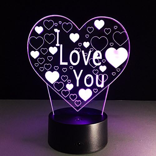 GZCRDZ 3D Lamba,Eşi için romantik sevgililer Günü Hediyeleri Kadın Severler Led Gece Lambası Tatil Dekor Renkli 7