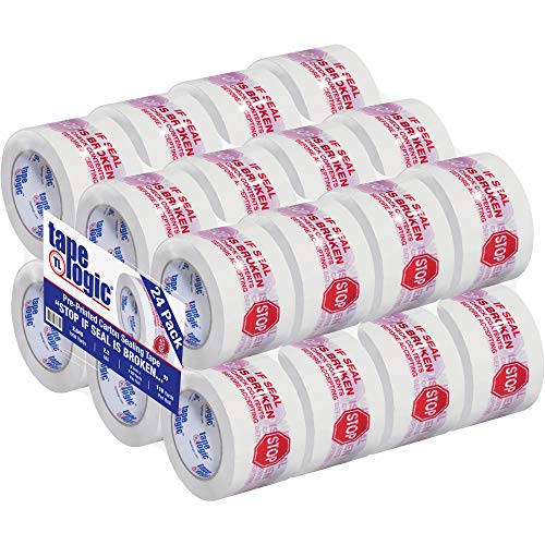 Tape Logic ® Önceden Basılmış Karton Sızdırmazlık Bandı, Conta Kırılırsa Durun., 2,2 Mil, 3 x 110 yds, Kırmızı/Beyaz,