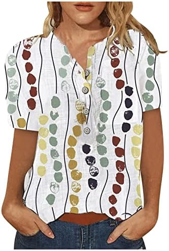 Düğme Aşağı T Shirt Kadın Sonbahar Yaz 2023 Elbise Kısa Kollu Crewneck Pamuk Rahat Üst Tee Kızlar için 0L 0L
