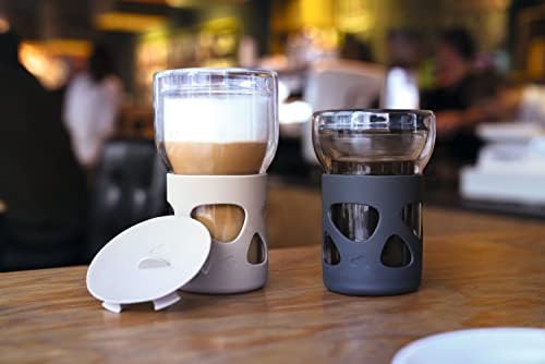 LEONARDO Ingiro 029273-CN Silikon Korumalı Çift Cidarlı Kahve Bardağı, 4'lü Set, ısıya Dayanıklı Cam, 16,2 fl oz (460