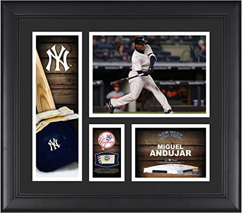 Miguel Andujar New York Yankees, 15 x 17 Oyuncu Kolajını Oyunda Kullanılan Bir Top Parçasıyla Çerçeveledi-MLB Oyuncu