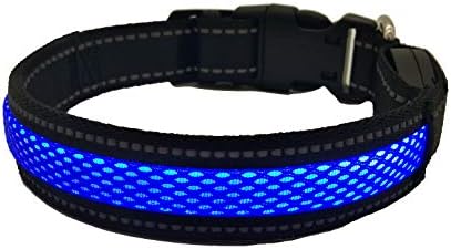 Şarj edilebilir LED köpek tasması-Batı led ışık köpek tasmaları Kız Erkek Küçük Orta Büyük Köpekler için (Mavi, M