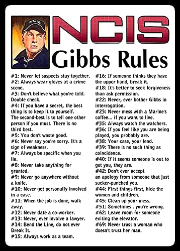NCIS Gibbs Kuralları 69 Kuralları Alüminyum İşareti Ev Kahve Duvar Dekoru 8x12 İnç