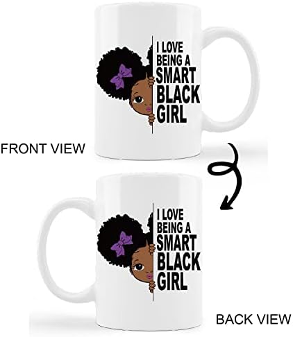 Afrikalı Kadınlar Kız Kupa Bardak, Akıllı Olmayı Seviyorum Siyah Kız Seramik Kupa-11oz Kahve Süt Çay Kupa Bardak,