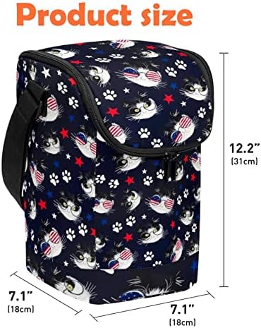 Hipster Kedi ABD Bayrağı Gözlük Pençe Yıldız Desen Büyük yemek kabı Yetişkin Kullanımlık yemek taşıma çantası Taşınabilir