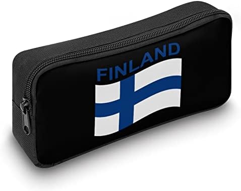 Finlandiya bayrağı Genç Yetişkin Kalem Kutusu Büyük Kapasiteli Kalem Kalem Çantası Dayanıklı çanta