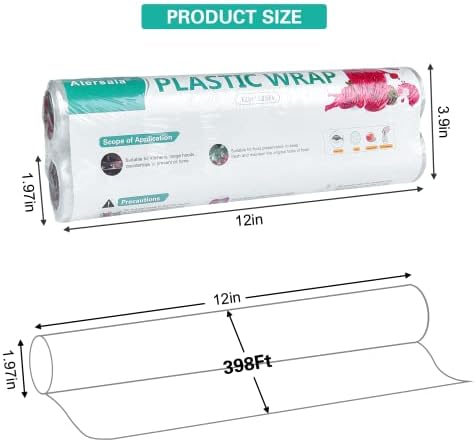 Atersala Plastik Wrap Seti, 2 Rulo 12in*328ft Premium BPA İçermeyen PE streç sarma Ev Mutfak İçin Gıda / Meyve / Sebze