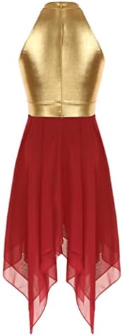 Vxuxlje kadın Liturjik Giyim Ibadet Renk Blok Tunik Şifon Hem Lirik Övgü Dans Elbise