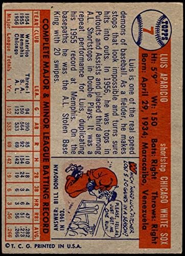 1957 Topps 7 Luis Aparicio Chicago White Sox (Beyzbol Kartı) VG/ESKİ White Sox