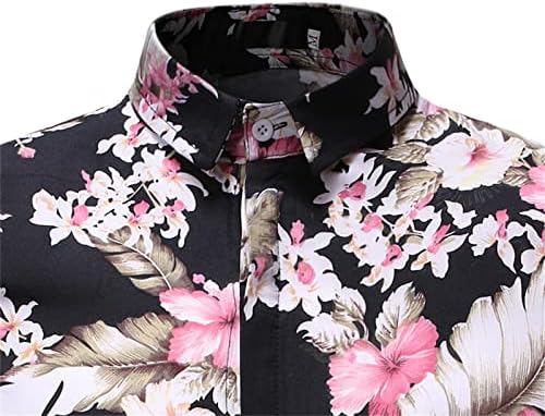 UBST Erkek Hawaii Gömlek Yaz Kısa Kollu Düğme Aşağı Gömlek Tropikal Çiçek Baskı Slim Fit Vintage Plaj Aloha Tops