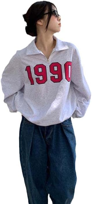 CHONG FENG XİA Kore Tarzı Kadın Tişörtü Vintage Rahat Tiki Streetwear Kadın Zip Up Kazaklar Spor Tops