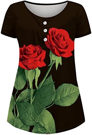 KCJGİKPOK Uzun Bayan Tişörtleri, gizlemek Göbek Tunik Yaz Kısa Kollu Sevimli Flowy Henley T Shirt Bluzlar Tayt