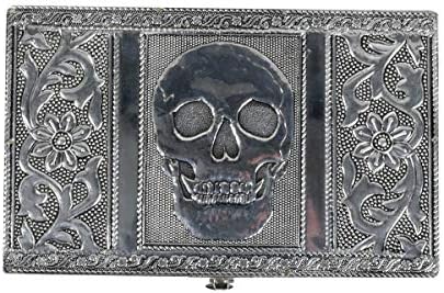 TG, LLC Hazine Uzmanları Dekoratif Gümüş Metal Kafatası Hatıra Bellek Kutusu Mücevher Kartı saklama kutusu Korsan