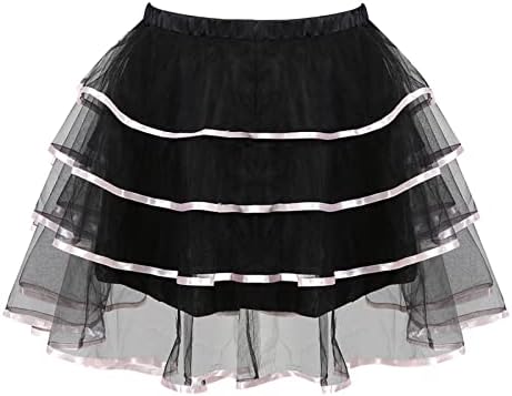 Gotik Etek Kadınlar için 50s Vintage Petticoats Kabarcık Bale Etek Tutu Tül Yüksek Bel Katmanlı Fırfır Etek Mini Etek