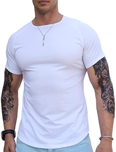Erkek Kas Fit T-Shirt Kısa Kollu Atletik Slim Fit Casual Egzersiz Tee Gömlek Üst