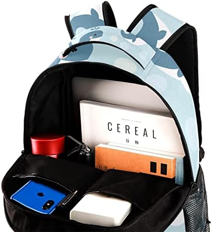 Sevimli Karikatür Yunuslar Desen Mavi Sırt Çantası seyahat omuz Çantası Rahat Sırt Çantası 14 İnç Artı laptop çantası