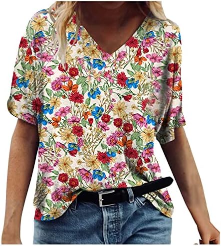 Crewneck V Boyun Üst Tee Kadınlar için Sonbahar Yaz Kısa Kollu 2023 Giyim Moda Pamuk Grafik Salonu T Shirt 99 99